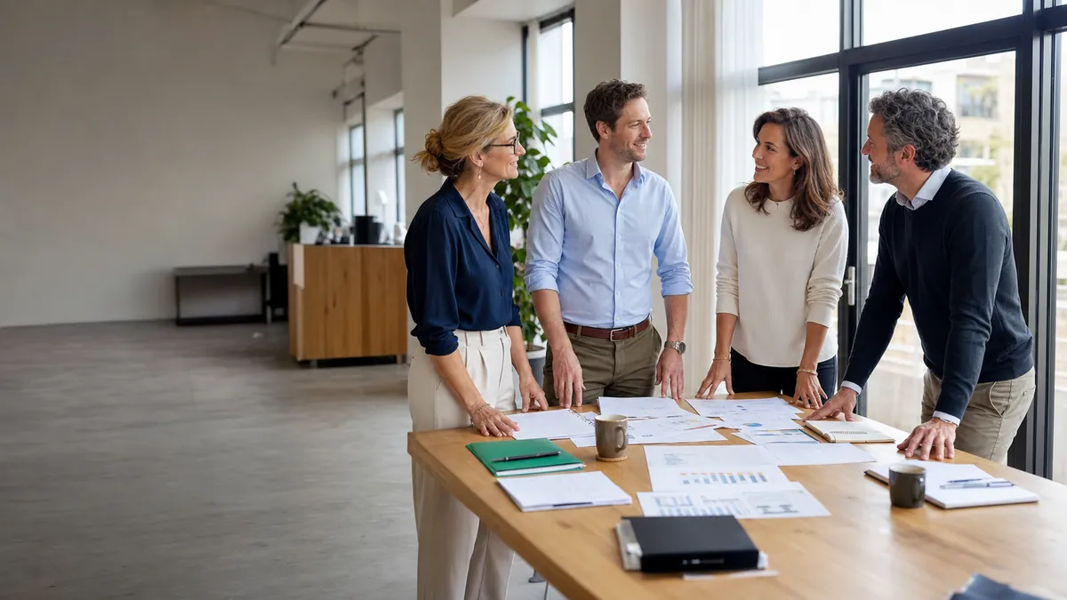 ERP Company consultant discussing reliable management information with a client team